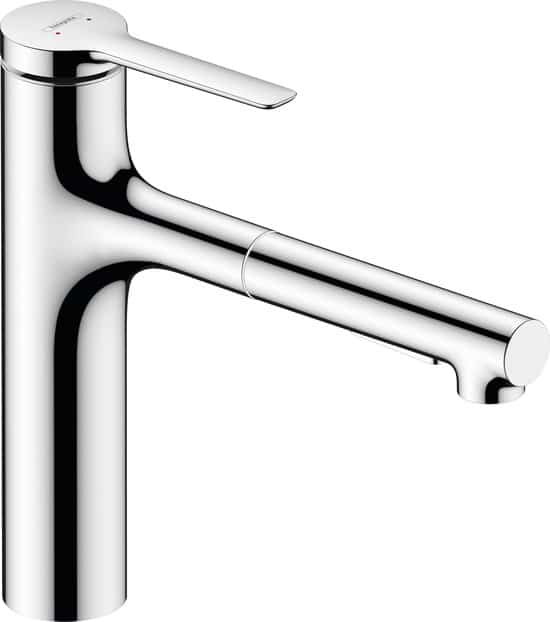 hansgrohe Zesis M33 – Keukenmengkraan – Ééngreeps bediening – 160mm maat – Uittrekbare vuistdouche – 2 straalfuncties – Chroom