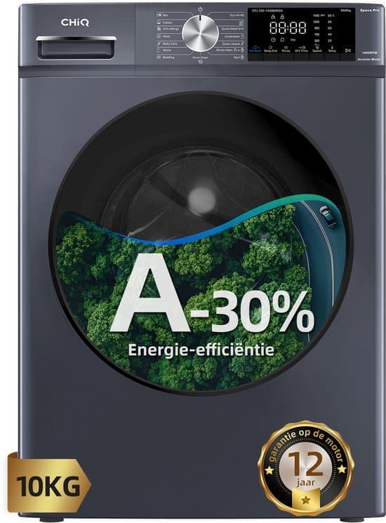 CHiQ CFL100-14586IM3XA – Wasmachine – 10 KG – Space Pro – A-30% – 16 programma’s – AI Smart – Stoomwassen & Quick Wash – 12 jaar garantie op motor
