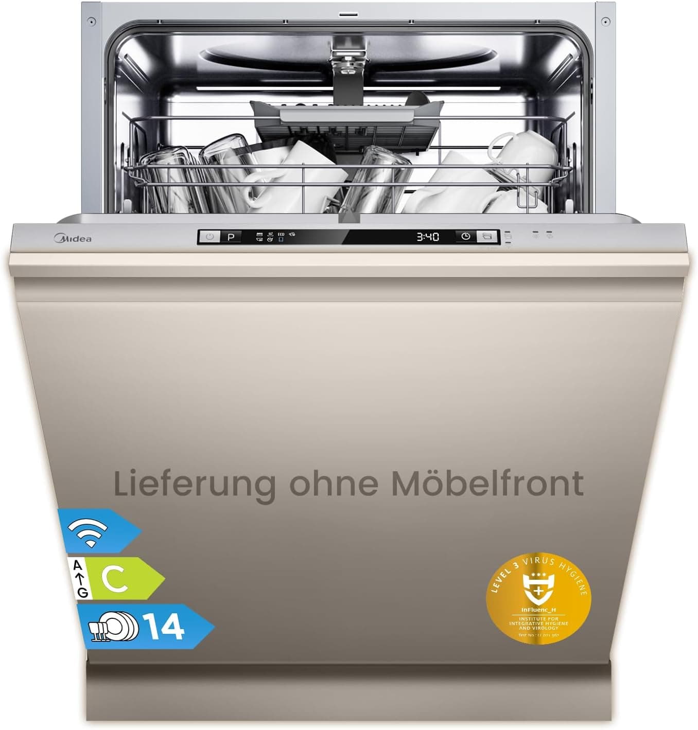 Midea SV 5.14K14C – Vaatwasser – Volledig integreerbaar – 60 cm – 14 couverts – 44 dB – Energielabel C