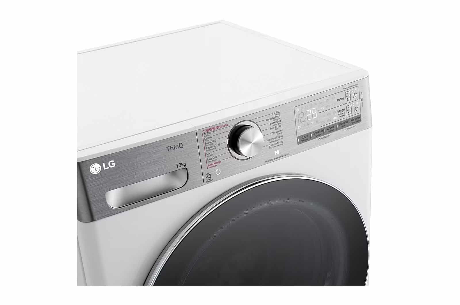 LG F4WR9513S2W wasmachine 13 kg met AI DD voor slimme stofverzorging – TurboWash 39 voor sneller wassen – EzDispense automatische dosering – hygiënisch wassen met stoom en ThinQ slimme bedie