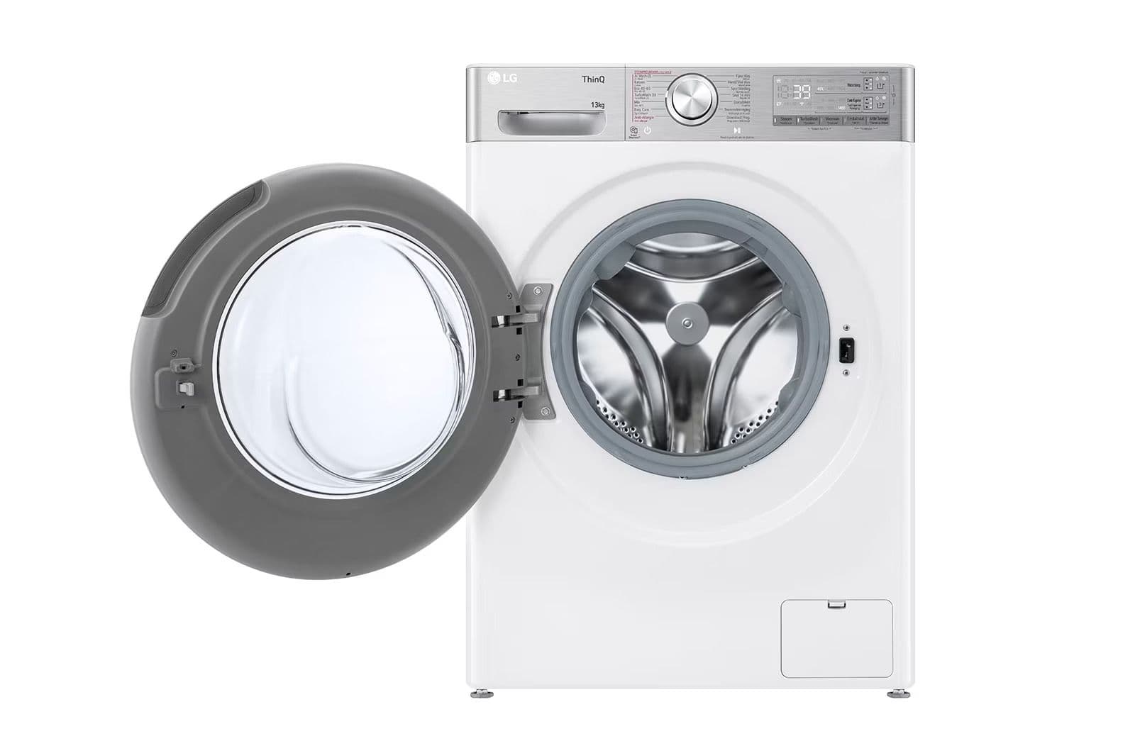 LG F4WR9513S2W wasmachine 13 kg met AI DD voor slimme stofverzorging – TurboWash 39 voor sneller wassen – EzDispense automatische dosering – hygiënisch wassen met stoom en ThinQ slimme bedie