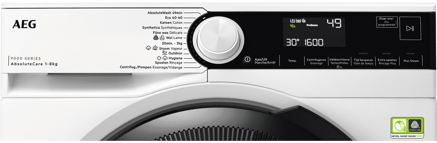AEG LR9586BN4 9000 serie AbsoluteCare – Wasmachine – 30% zuiniger dan energielabel A – NL/FR