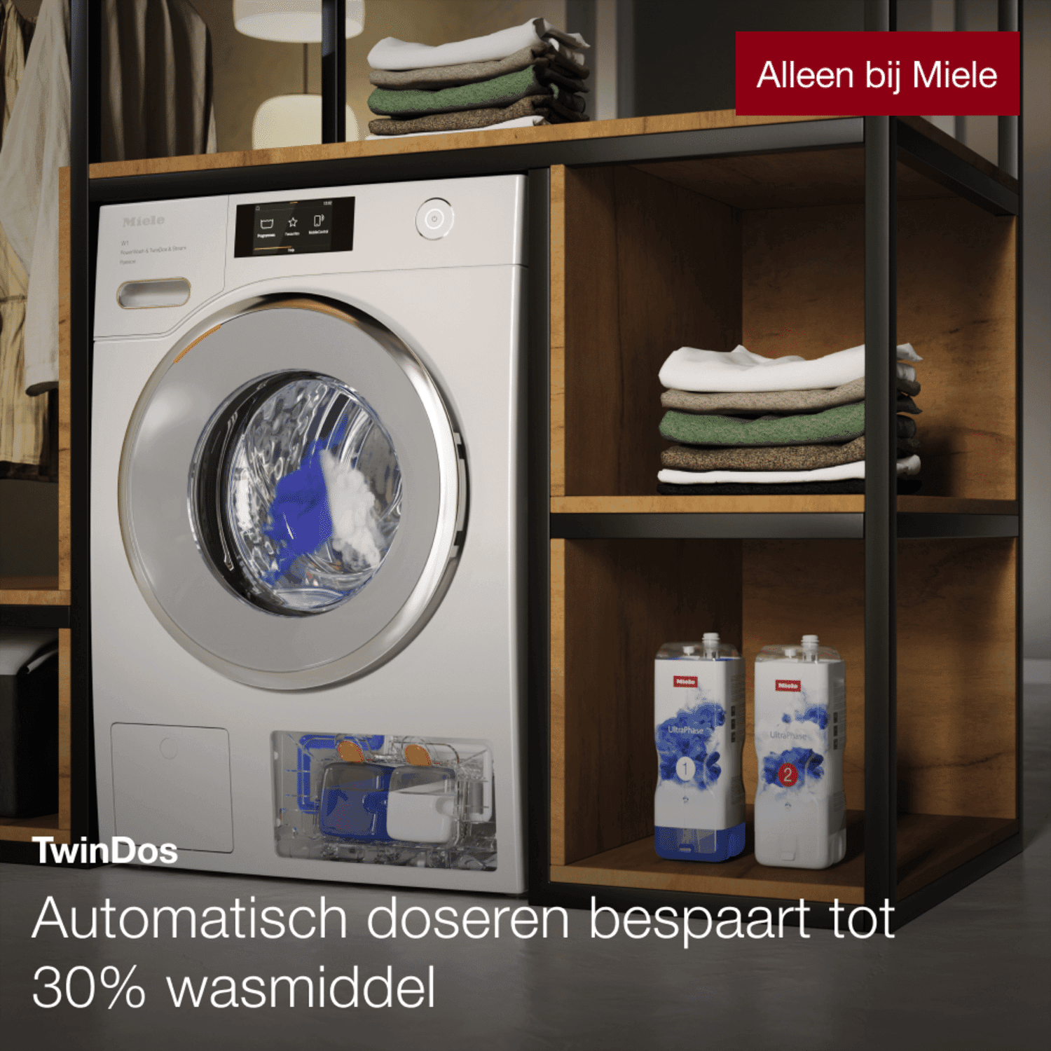 MIELE WWG 880 WCS PowerWash TwinDos - Wasmachine Voorlader - 9 kg - 1400 rpm - 72 dB - automatisch doseren