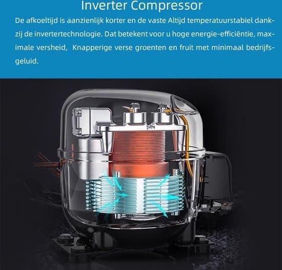 CHiQ FBM351NEI42 – Koel-vriescombinatie – 356 Liter – No Frost – Stil 35dB – Inverter Compressor – Digitaal LED Display – 12 Jaar Garantie op Compressor – D Energielabel