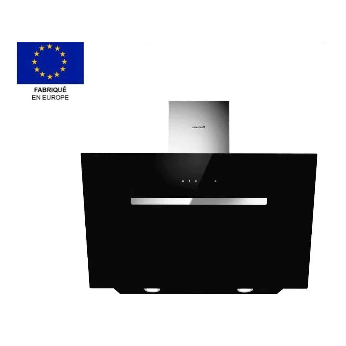 Essentiel B Wandschouw Afzuigkap EHDD 914NI – 90 cm schuin – 603 m³/u – Zwart – Energielabel A