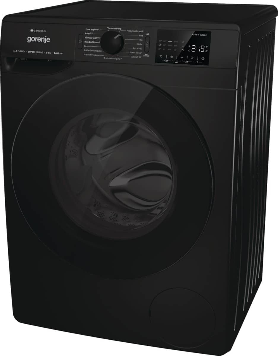 Gorenje Wasmachine WPNEI84A1DTSB – 8 kg – 1400 toeren – Zwart – Energielabel A