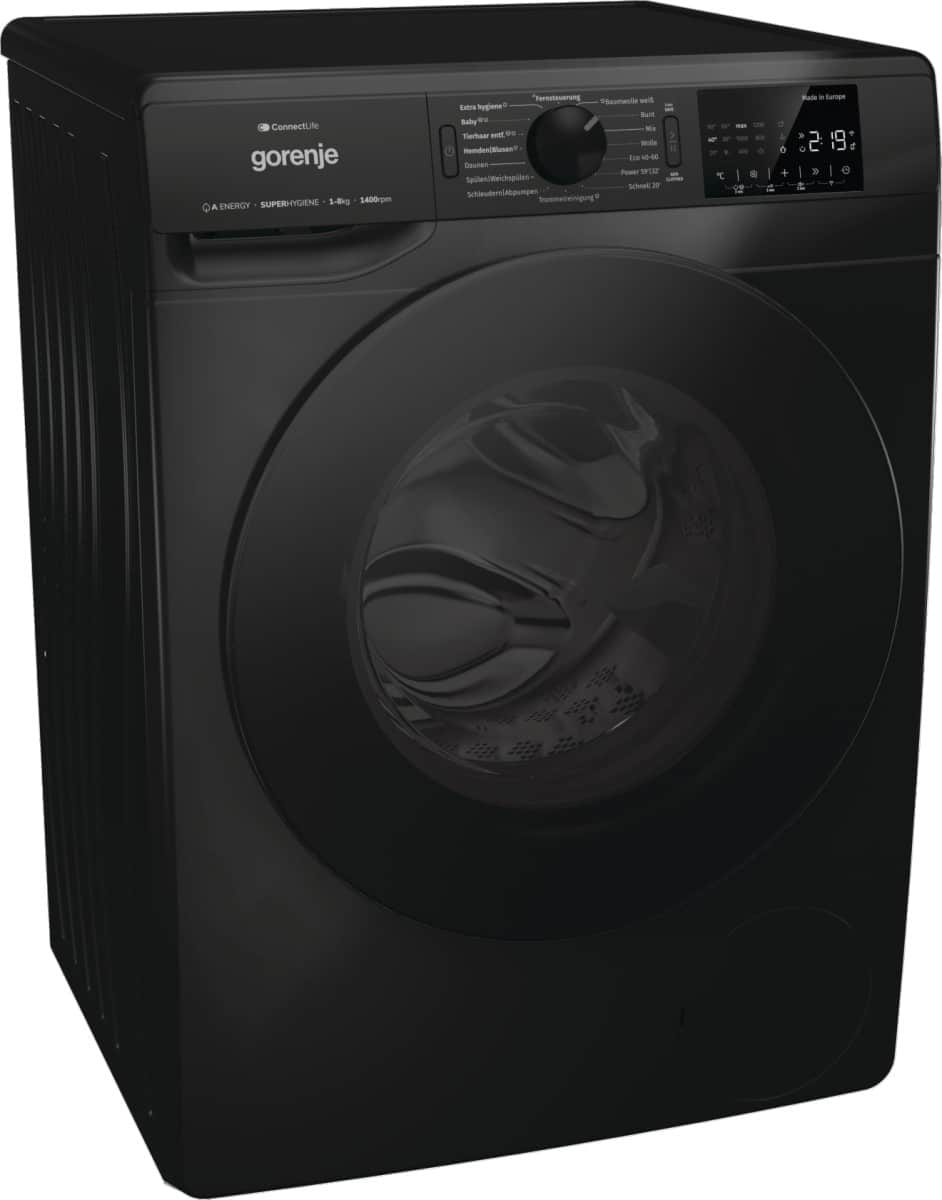 Gorenje Wasmachine WPNEI84A1DTSB – 8 kg – 1400 toeren – Zwart – Energielabel A