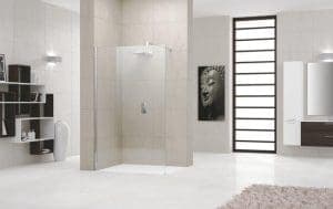 Novellini Giada inloopdouche H 98 100x195cn met muursteun 100cm mat chroom profiel en helder glas met satinband