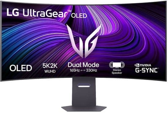 LG UltraGear OLED 45GX950A – 5K – Curved Ultrawide Gaming Monitor – Dual-Mode – 165hz – 330hz – USB-C 90W – 45 inch