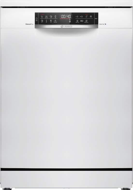 Bosch Serie 6 SMS6ECW04E – Vaatwasser- Vrijstaande vaatwasser -60 cm – Wit – Stil- Efficient Dry: verbeterde droogprestaties door de automatisch geopende deur – VarioLade: een lade voor bestek, klein kookgerei en zelfs kleine kopjes