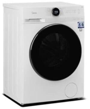 Midea MF200D86WB-14EAS, Voorlader, Vrijstaand, Wit, Links, Zwart, LED - Duits Display