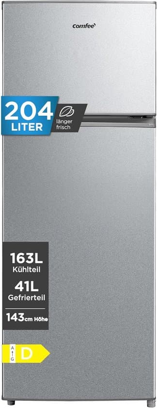 Comfee RCT210DS3EU(E) 204 L Koel-vriescombinatie, 143 cm hoog, 137 kWh per jaar, Low Frost, Stil 39 dB