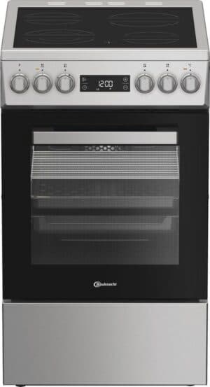 Bauknecht B5V8LMX, Vrijstaand fornuis, Zwart, Zilver, Draaiknop, Touch, Zilver, Voorkant, Keramisch