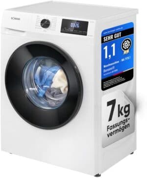 Bomann WA 7175.1 W Wasmachine - 7KG - 1400 toeren - 15 programma's - Stoomfunctie - Energieklasse A - Duits display