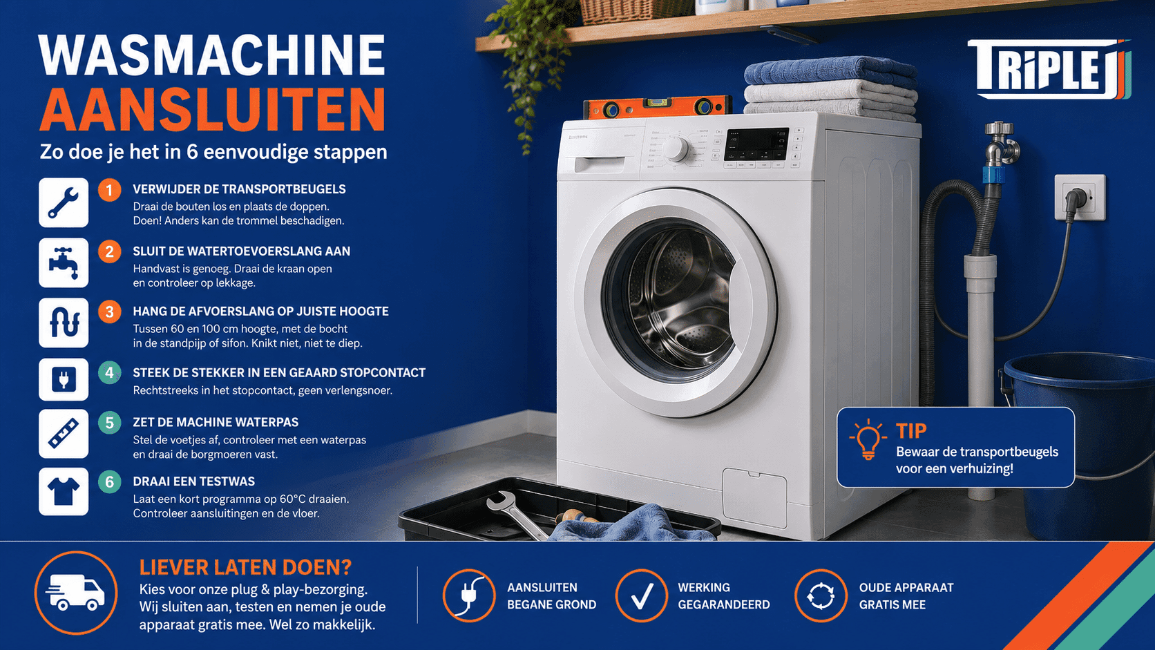 Wasmachine aansluiten in 6 stappen (zonder loodgieter)