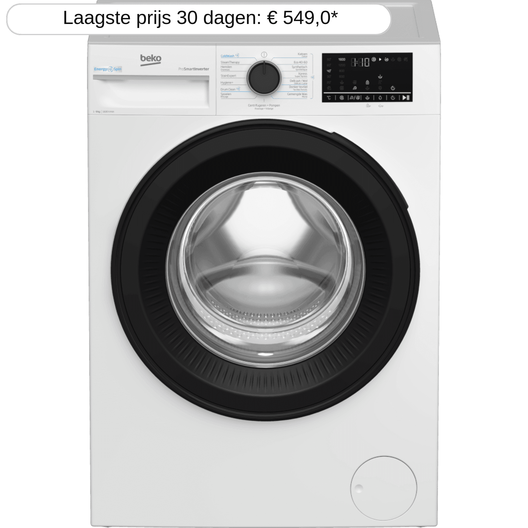 BEKO B3WM4961W – EnergySpin – Wasmachine Voorlader – 9 kg – 1600 rpm – 78 dB