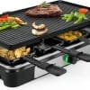 Tristar Gourmetstel RA-2748 - Raclette met omkeerbare grillplaat - Gourmetset 8 personen - Bakplaat, Gourmet, Raclette én teppanyaki - Zwart