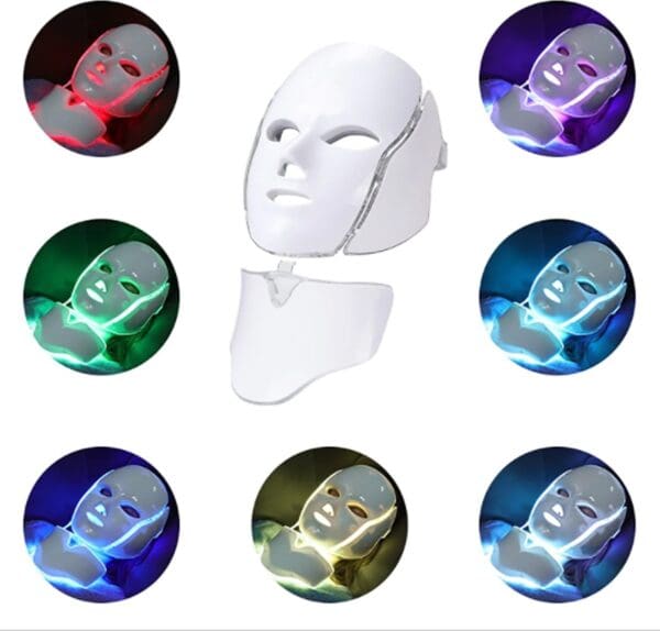 Led licht gezichtsmasker met hals gedeelte - 7 kleuren voor 7 behandelingen -Licht therapie - Gezichtstherapie - Led mask - Afbeelding 7