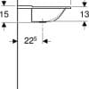 Geberit Xeno2 wastafel 140 cm 2 kraangaten zonder overloop, wit - Afbeelding 3