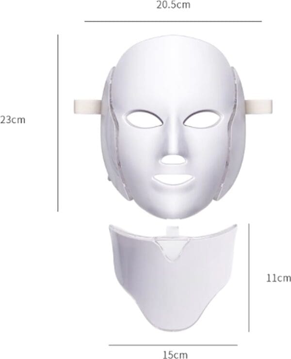 Led licht gezichtsmasker met hals gedeelte - 7 kleuren voor 7 behandelingen -Licht therapie - Gezichtstherapie - Led mask - Afbeelding 3