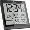 Marathon- Milan- Weerstation- Radiogestuurde klok- Weersvoorspellingen via iconen- Binnen-en buitentemperatuur- Binnen-en buitenvochtigheidsgraad- Geleverd met 3x thermo-hygrosensor (met scherm op de sensor) -Zwart- Ultrawide scherm-Proudly Canadian - Afbeelding 2