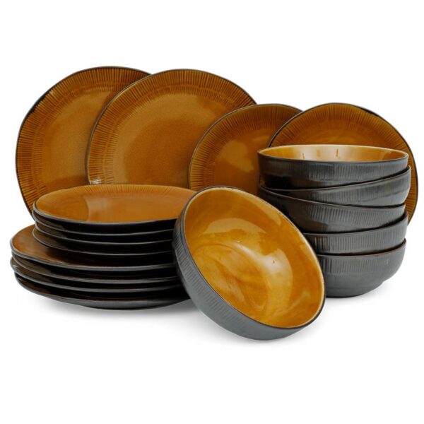 Serviesset Evia reactive glaze amber 18dlg