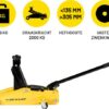 Dunlop Hydraulische Auto Krik - Autokrik met 2000KG Hefvermogen - Garagekrik met Lifthoogte 135mm tot 305mm - Metaal - Geel/ Zwart - Afbeelding 3