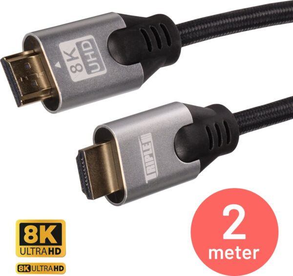 Triple J® 8k HDMI kabel 2.1 - 8K Ultra High Speed - HDMI naar HDMI - 2 meter
