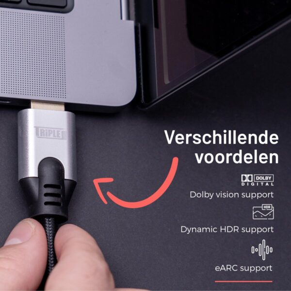 Triple J® 8k HDMI kabel 2.1 - 8K Ultra High Speed - HDMI naar HDMI - 2 meter - Afbeelding 8