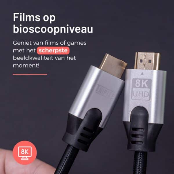 Triple J® 8k HDMI kabel 2.1 - 8K Ultra High Speed - HDMI naar HDMI - 2 meter - Afbeelding 6