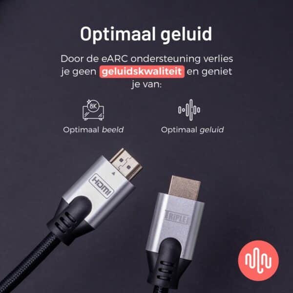 Triple J® 8k HDMI kabel 2.1 - 8K Ultra High Speed - HDMI naar HDMI - 2 meter - Afbeelding 4