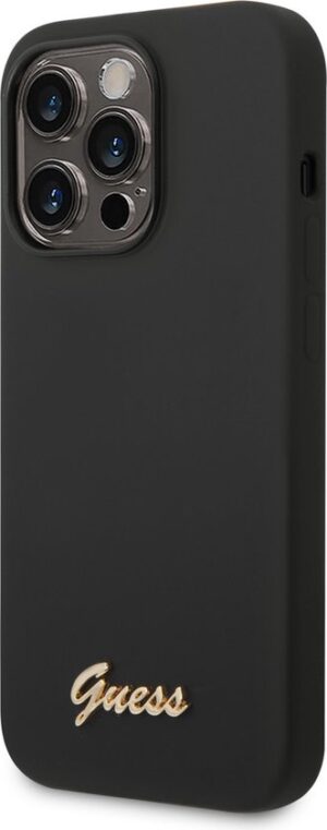 Guess Silicone Retro Back Case geschikt voor Apple iPhone 14 Pro Max (6.7") - Zwart