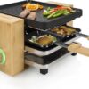Princess Gourmetstel 162950 - Raclette Pure 4 personen - Grill & Bakplaat - Inclusief 4 pannetjes - Regelbare thermostaat - 800W - 2 meter snoer - Anti-aanbaklaag - Bamboe