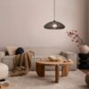 EGLO Barlaston Hanglamp - E27 - Ø 45 cm - Zwart/Grijs - uitwasbaar Textiel - Afbeelding 2
