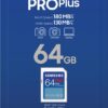 Samsung PRO Plus - SD Kaart - 180 & 130 MB/s - 64 GB