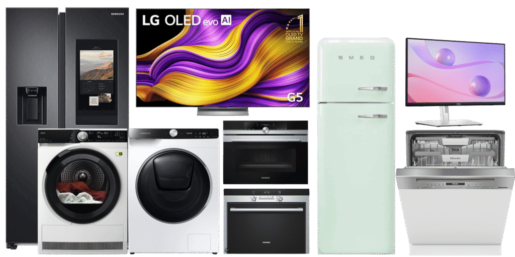 witgoed, bruingoed Smeg, LG, Samsung, AEG, Miele